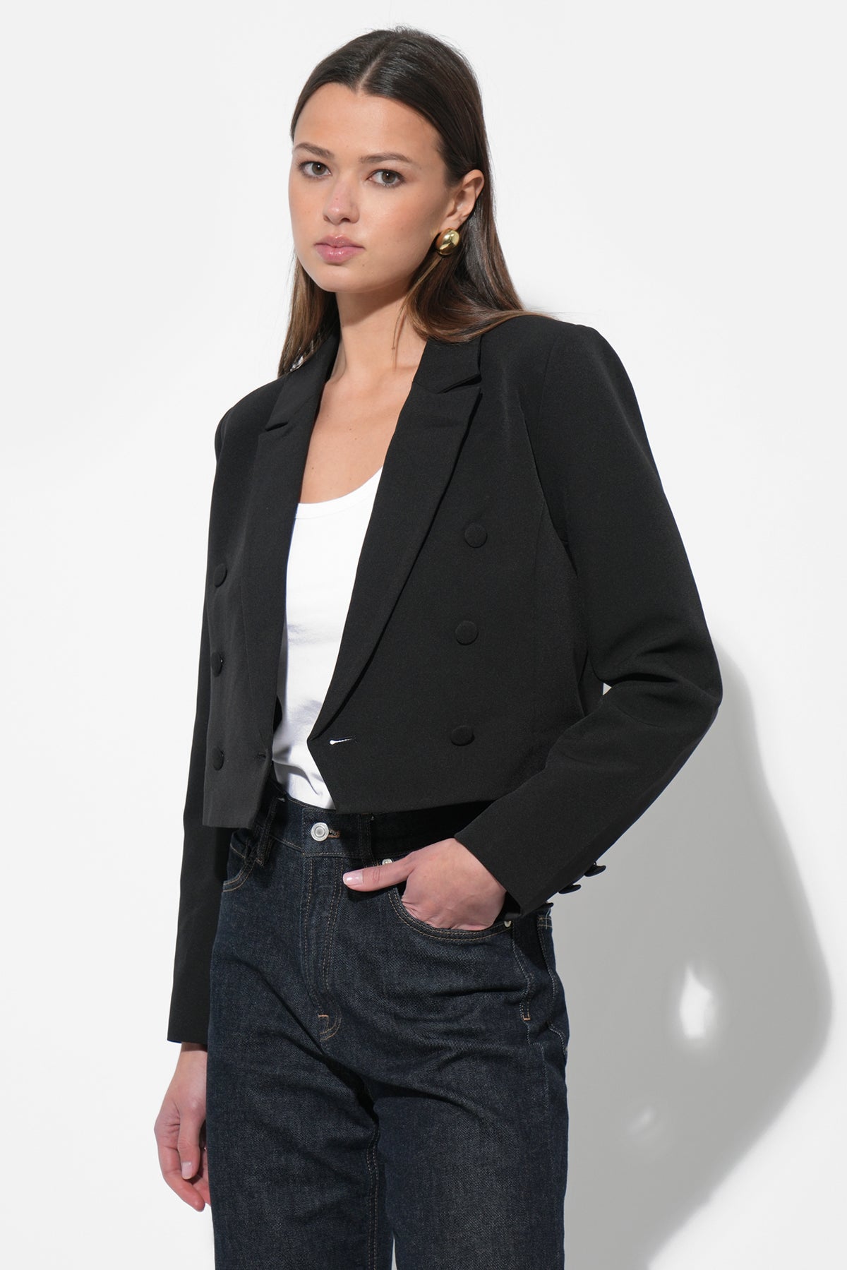 GRETCHEN DOUBLE BREASTED CROPPED BLAZER