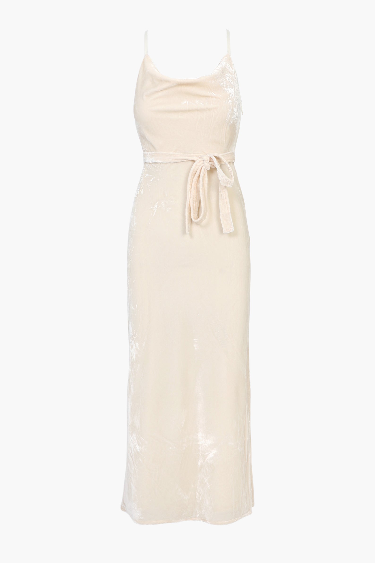 ZANA VELVET SLIP DRESS - CREAM