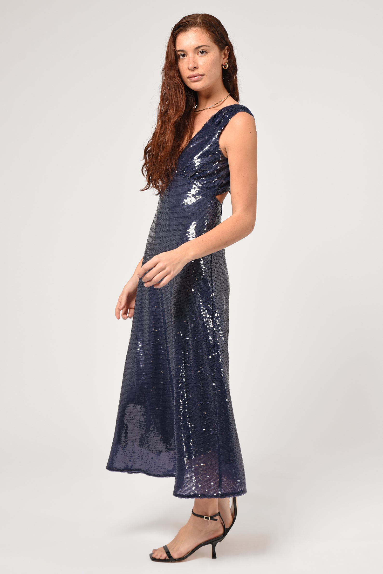 KONNIE SEQUIN MIDI DRESS