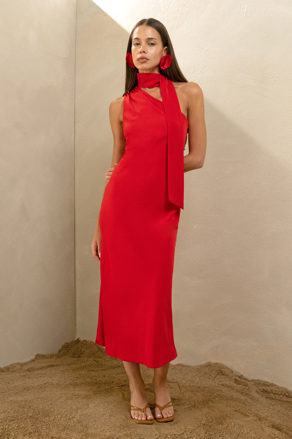 SAFFRON HALTER MIDI DRESS