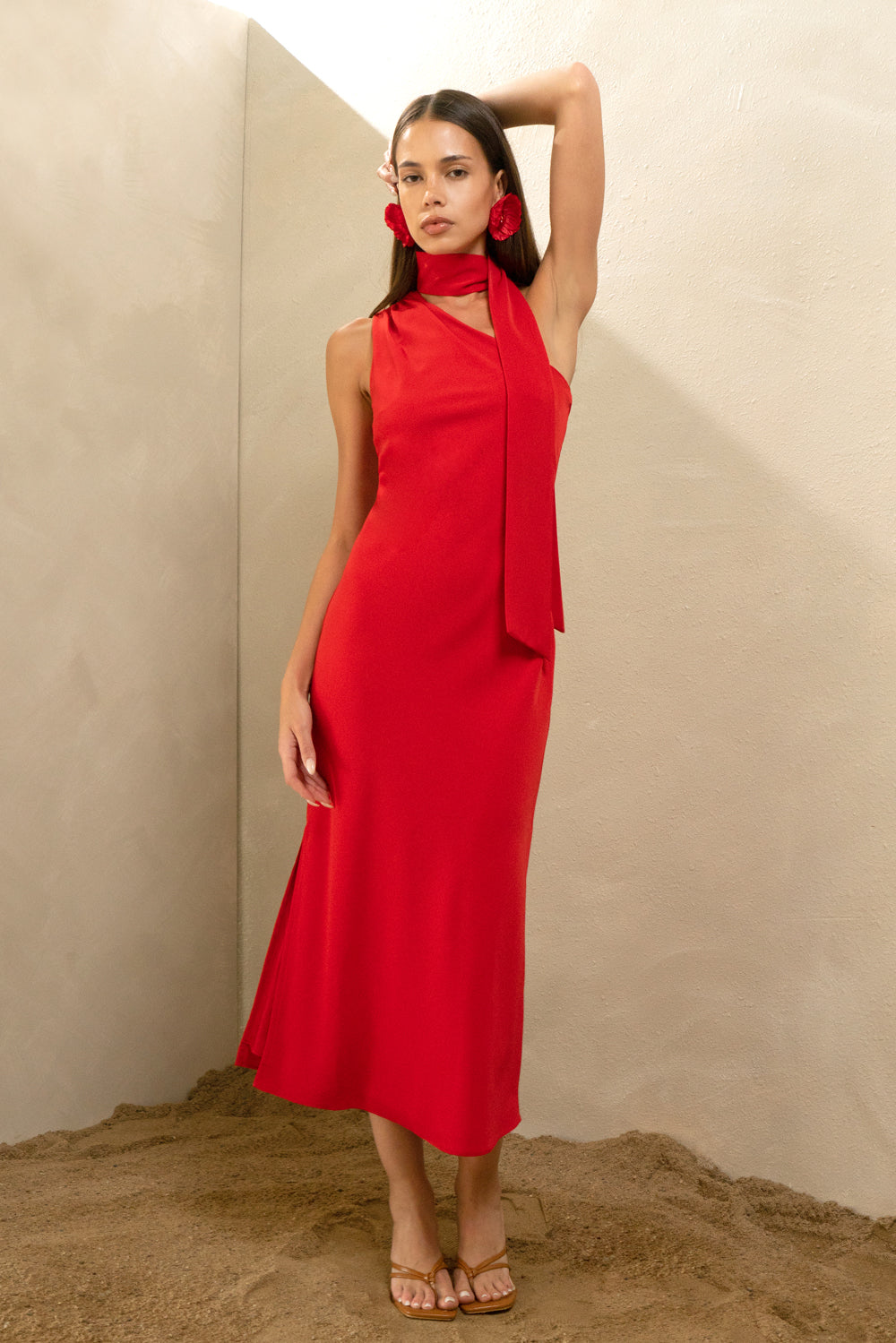 SAFFRON HALTER MIDI DRESS