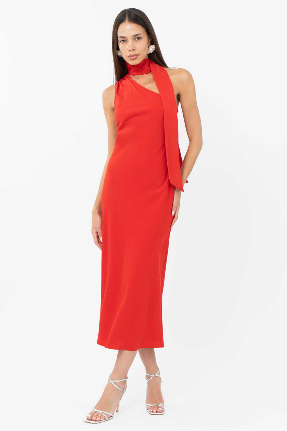 SAFFRON HALTER MIDI DRESS