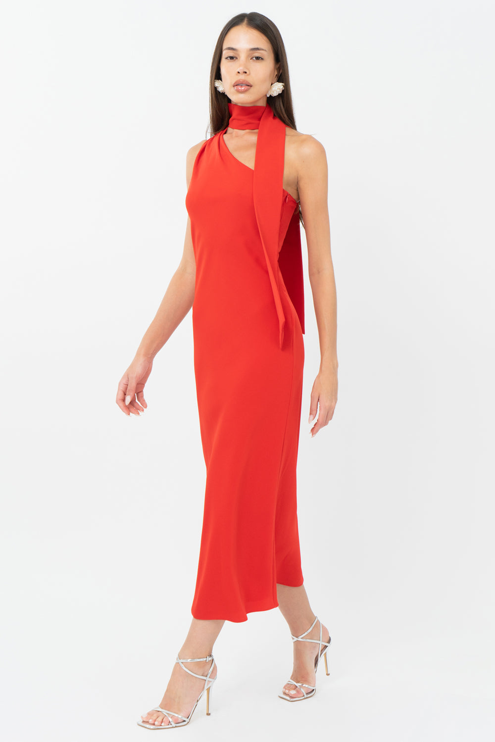 SAFFRON HALTER MIDI DRESS