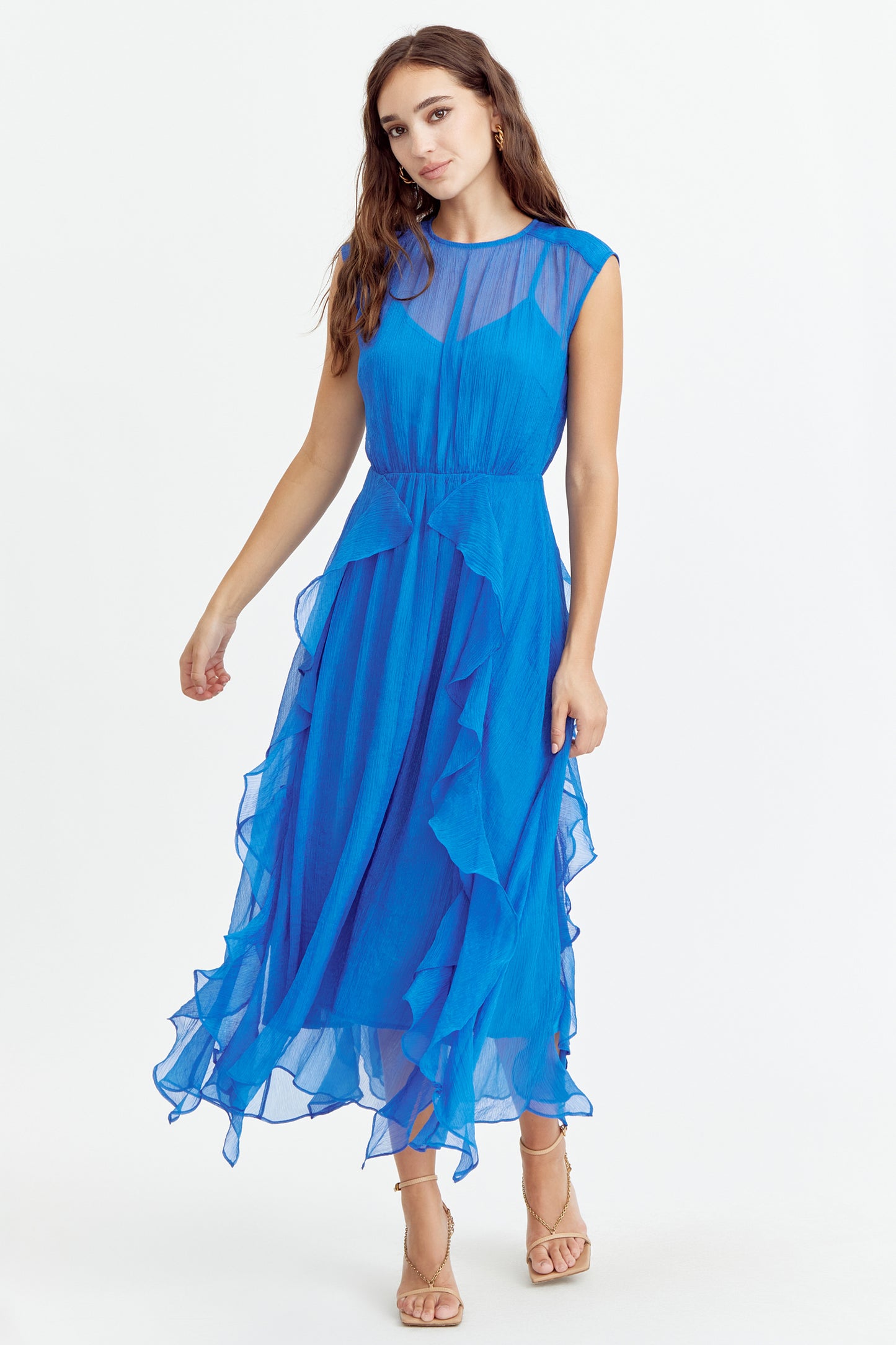 ROSALIE RUFFLED MIDI DRESS