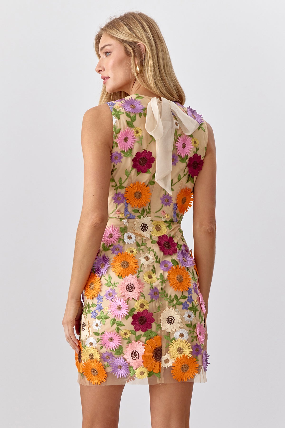 JUSTINE 3D MULTI FLORAL MINI DRESS