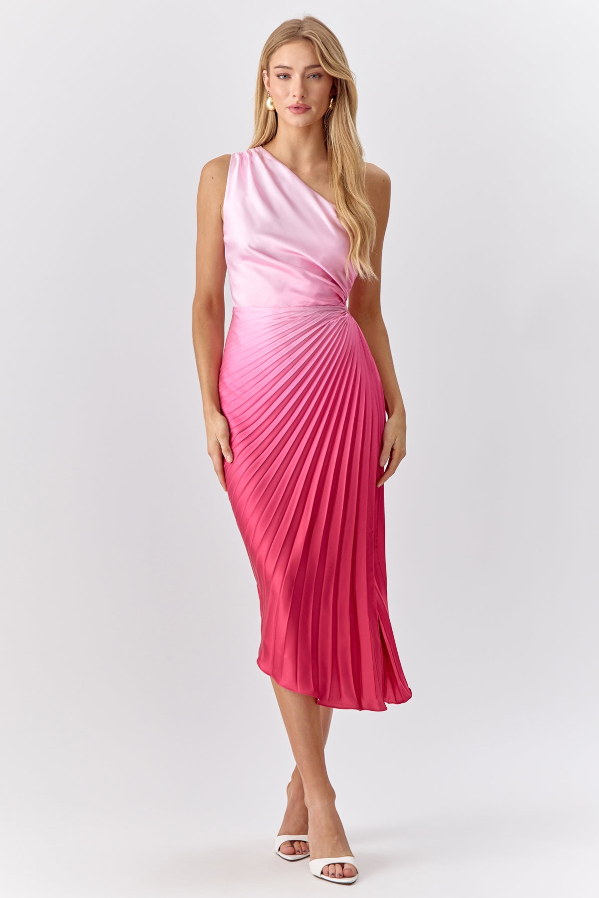 MADINA OMBRE PLEATED ONE SHOULDER DRESS