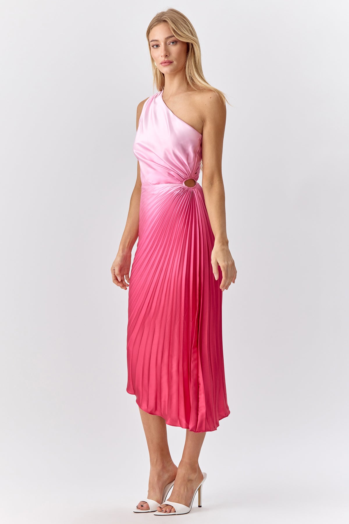 MADINA OMBRE PLEATED ONE SHOULDER DRESS