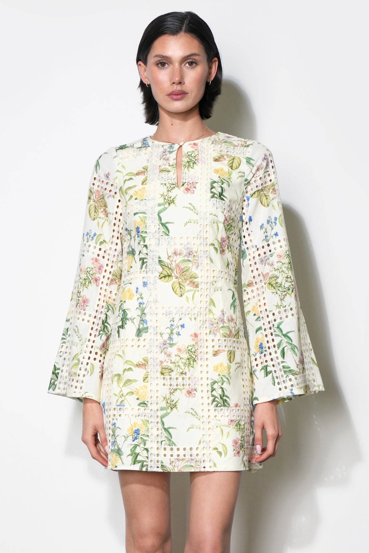 MARSHALL EMBROIDERY EYELET MINI DRESS