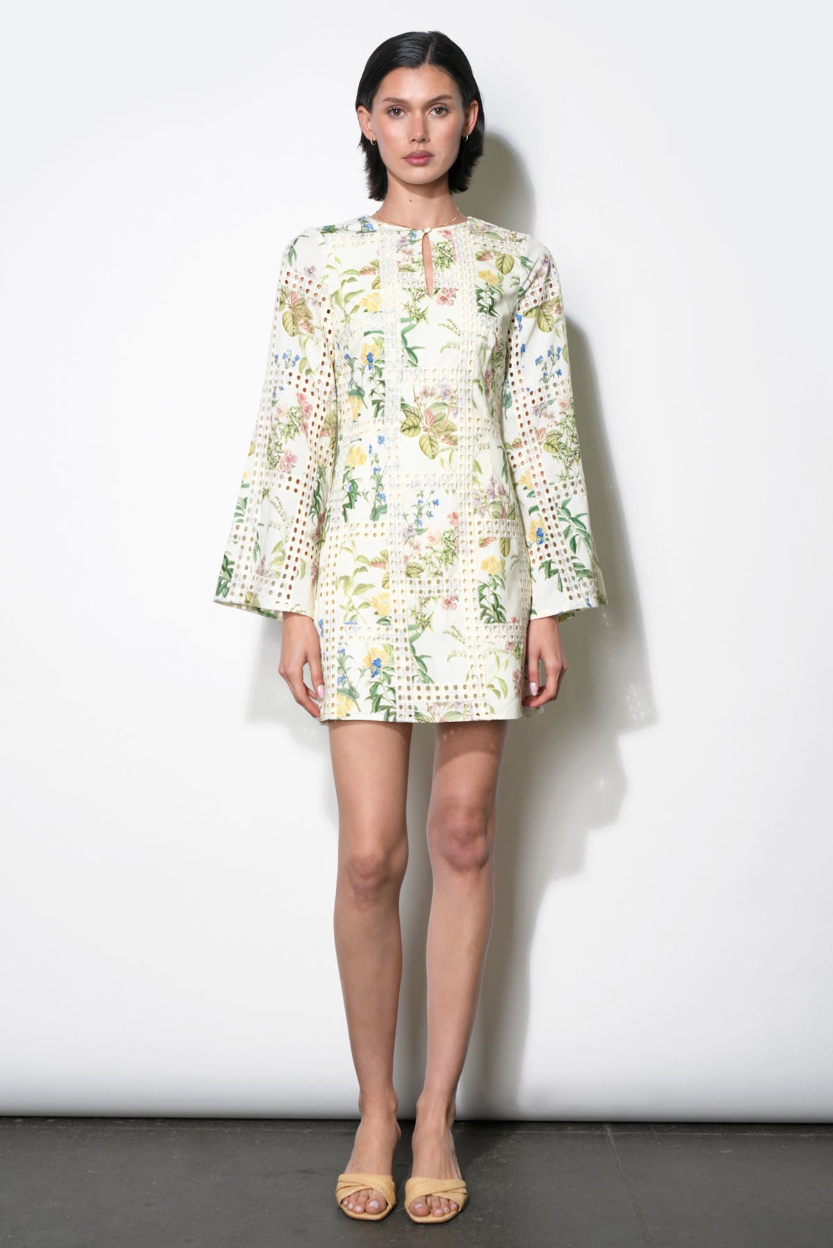MARSHALL EMBROIDERY EYELET MINI DRESS