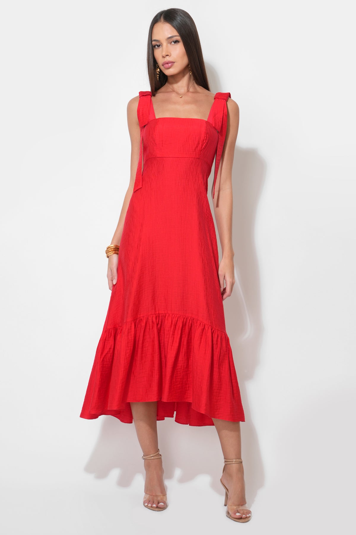 INGRID BOW STRAP MIDI DRESS