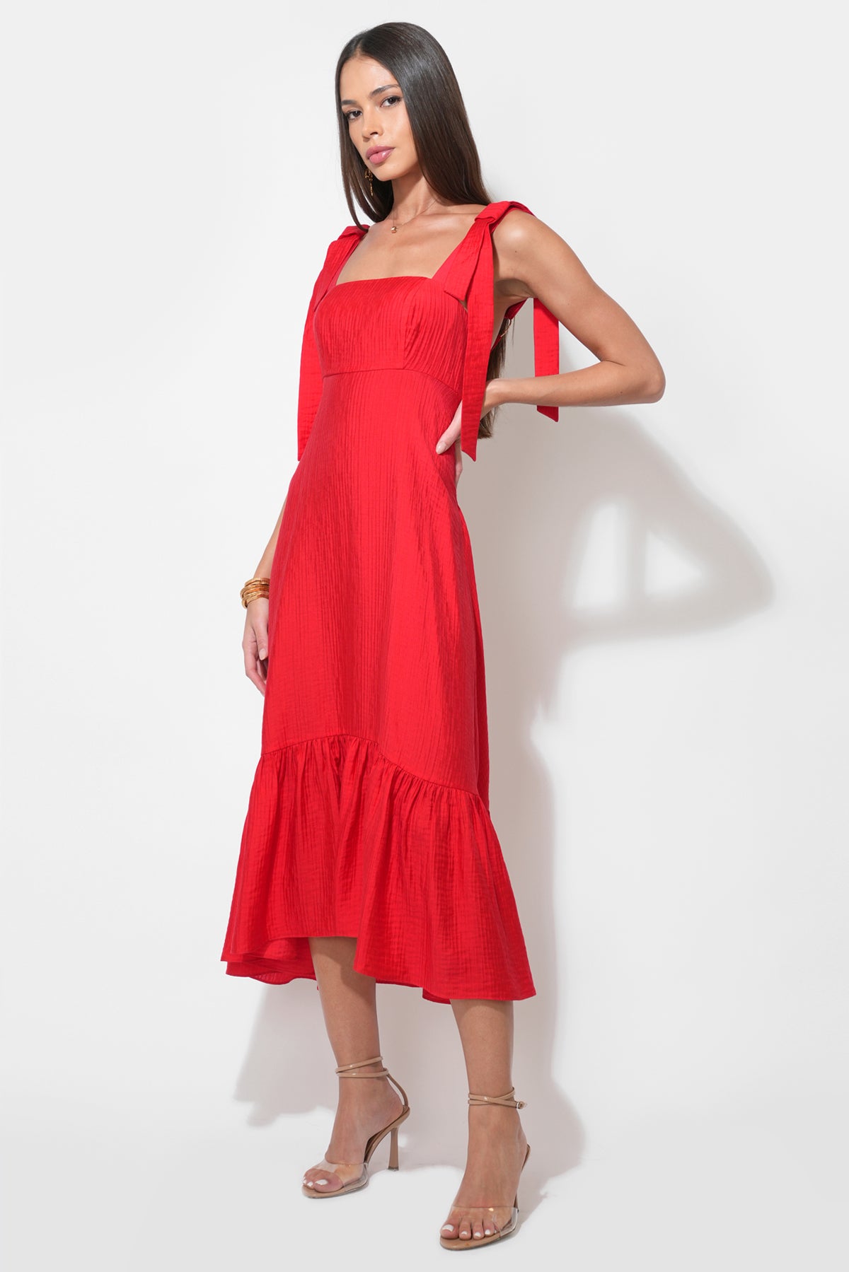 INGRID BOW STRAP MIDI DRESS