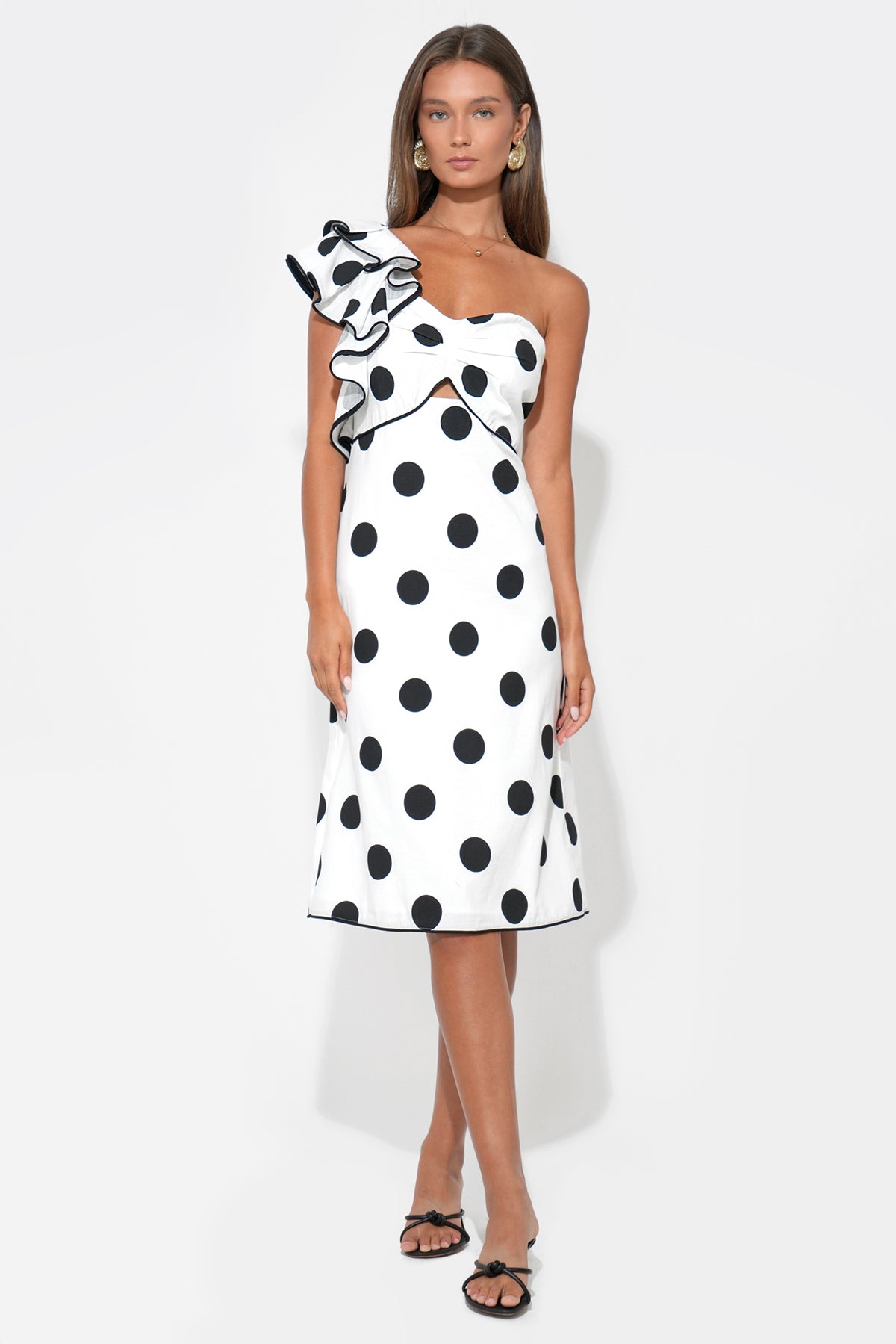 CAILYN ONE SHOULDER LINEN DRESS