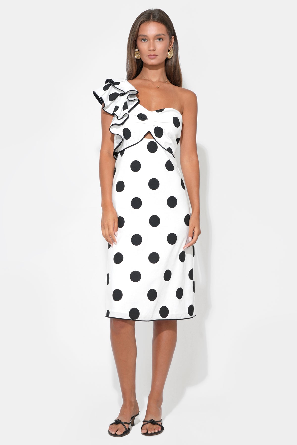 CAILYN ONE SHOULDER LINEN DRESS