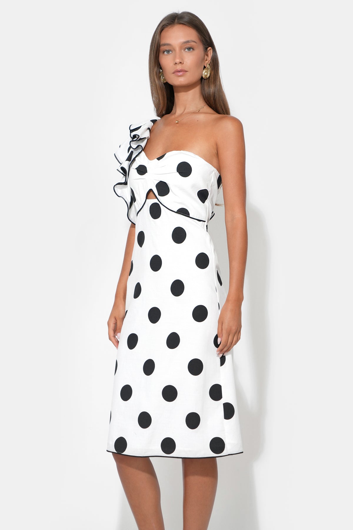 CAILYN ONE SHOULDER LINEN DRESS
