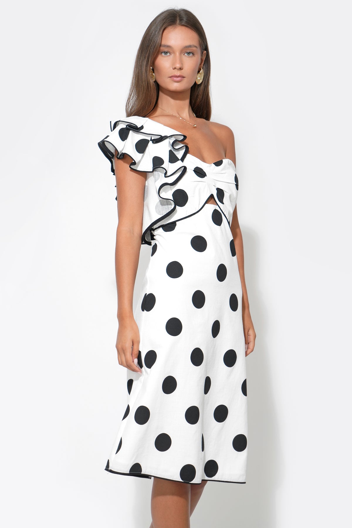 CAILYN ONE SHOULDER LINEN DRESS