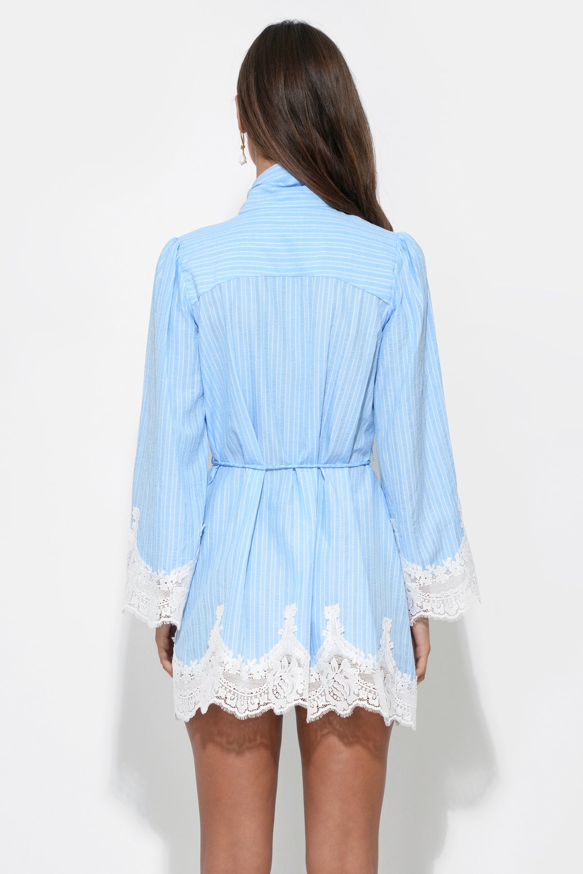 VICTORIA LACE STRIPED MINI DRESS  White Cherry Boutique