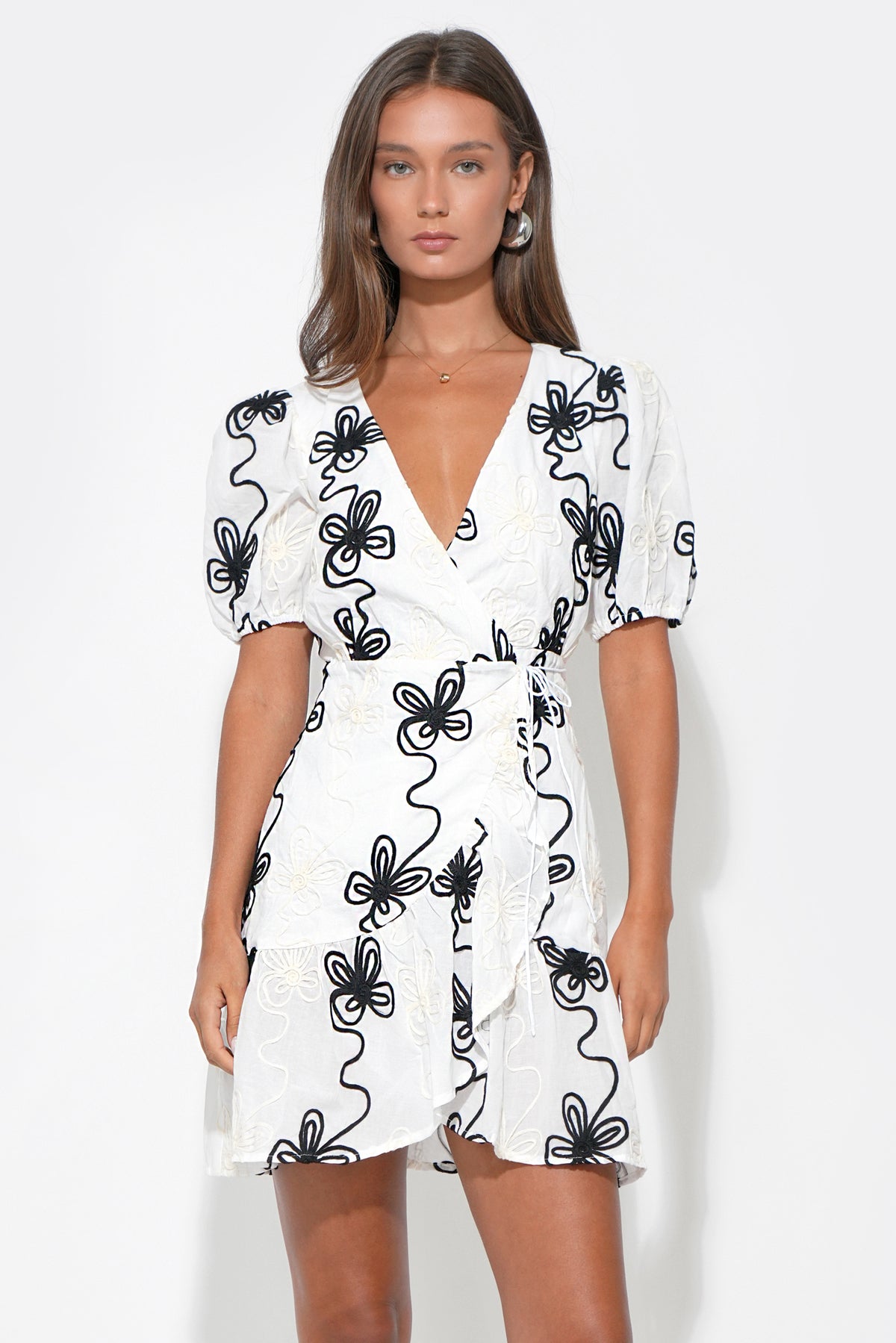 MIA WRAP EMBROIDERY DRESS