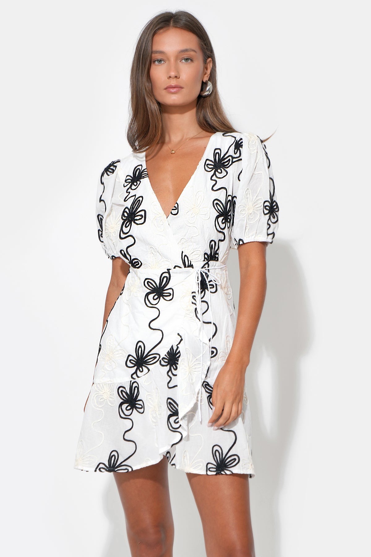 MIA WRAP EMBROIDERY DRESS