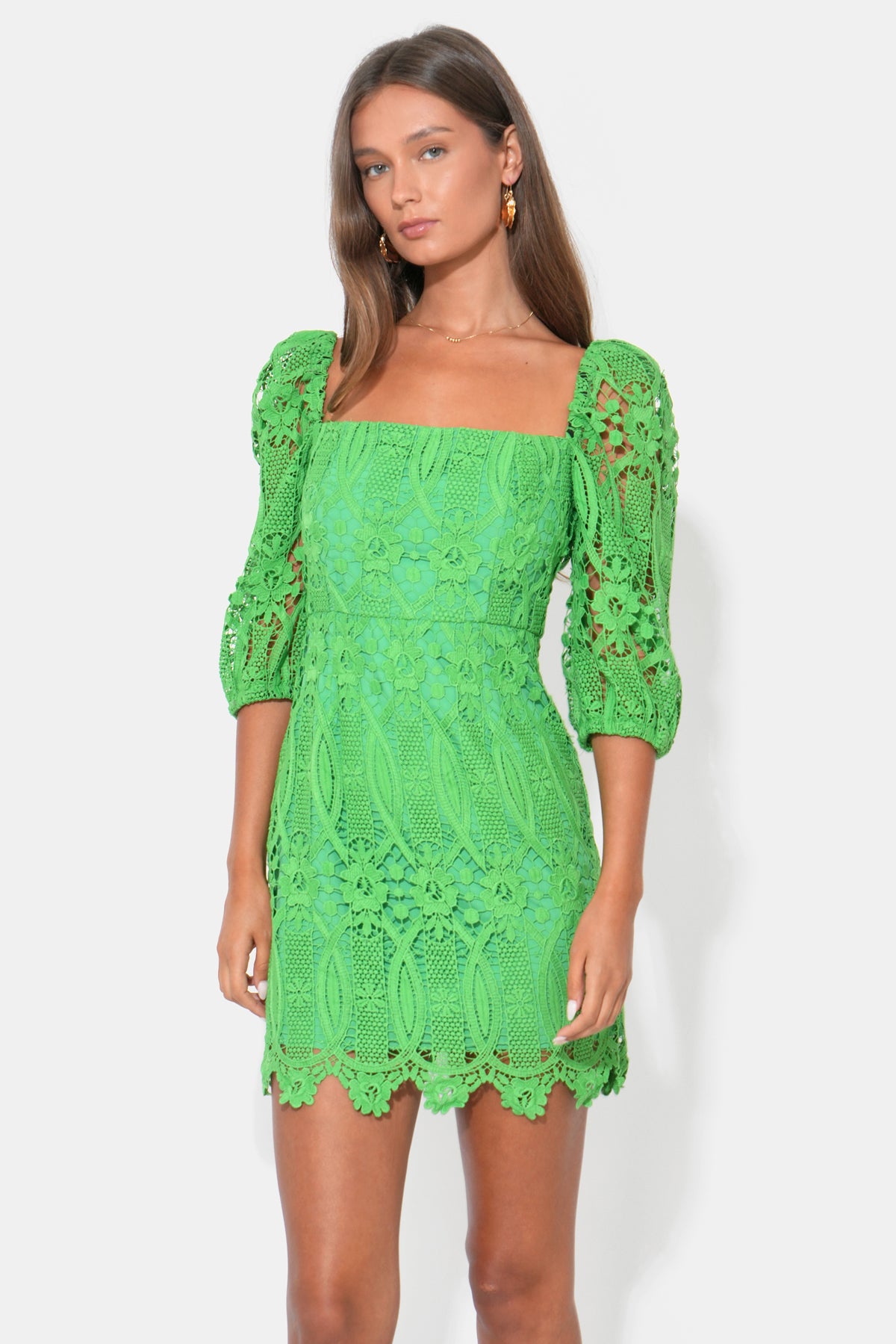 EMERY PUFF SLEEVE LACE MINI DRESS