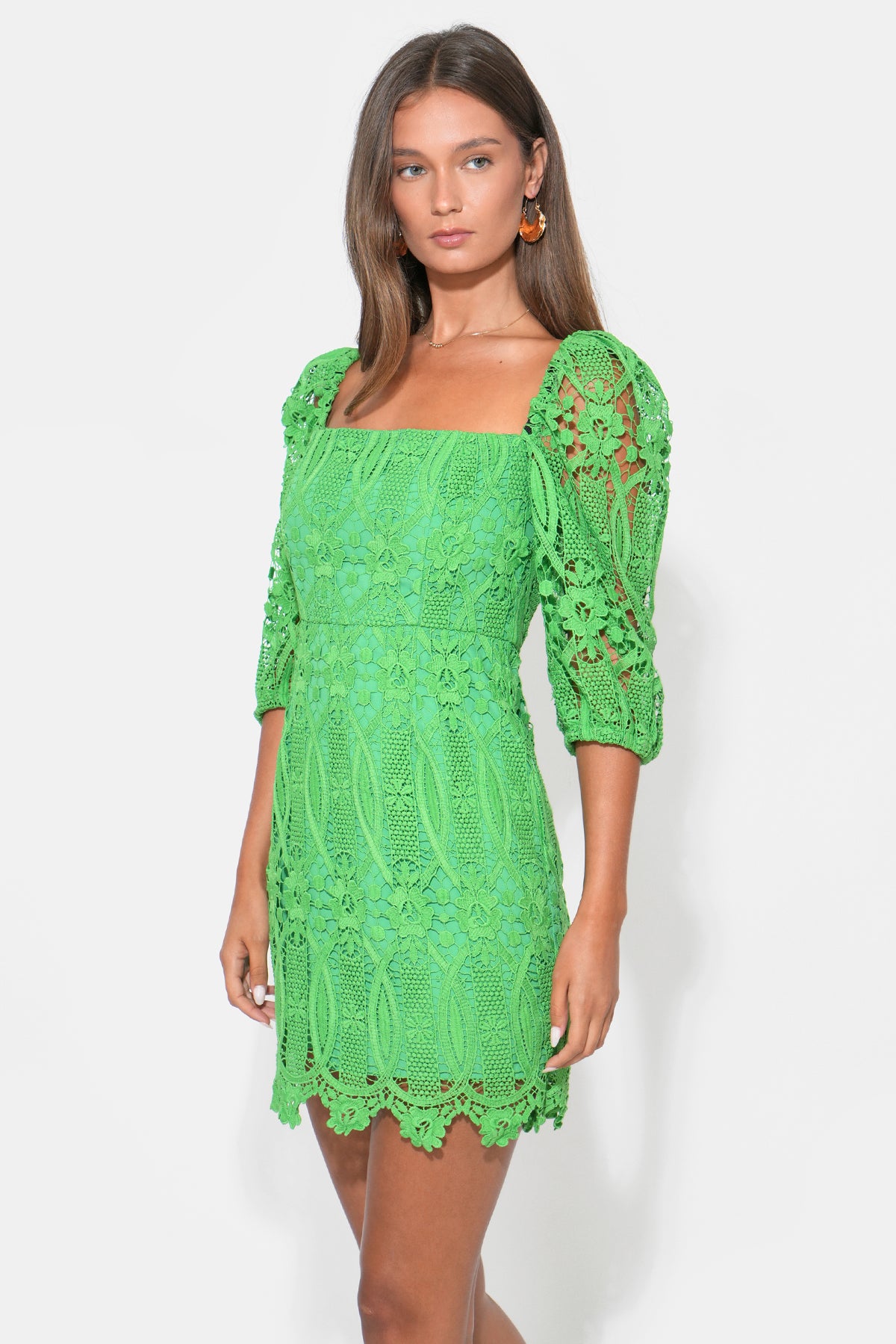 EMERY PUFF SLEEVE LACE MINI DRESS