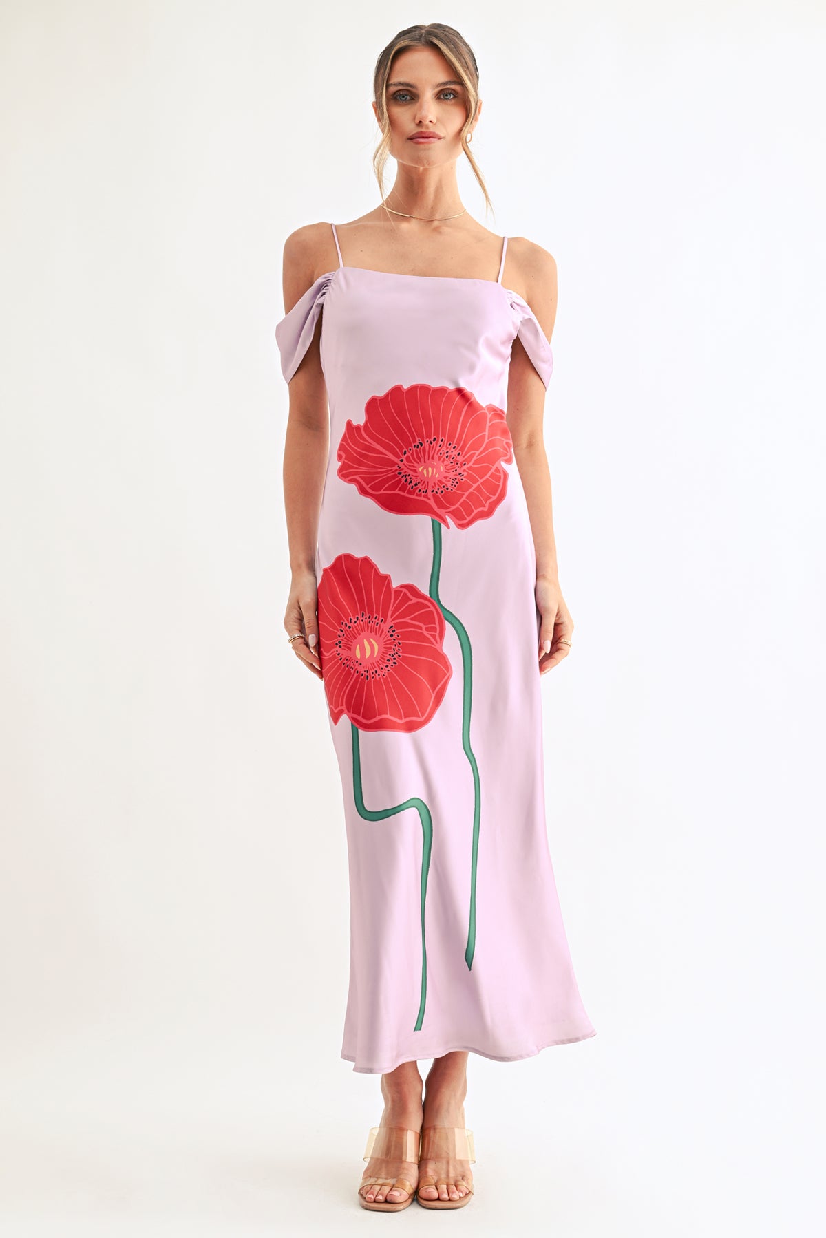 AUDREY COWL NECK FLORAL DRESS