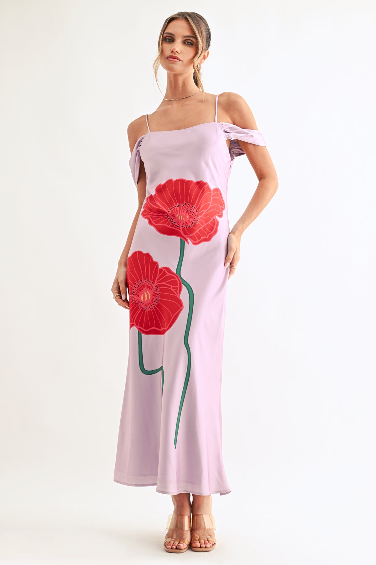 AUDREY COWL NECK FLORAL DRESS