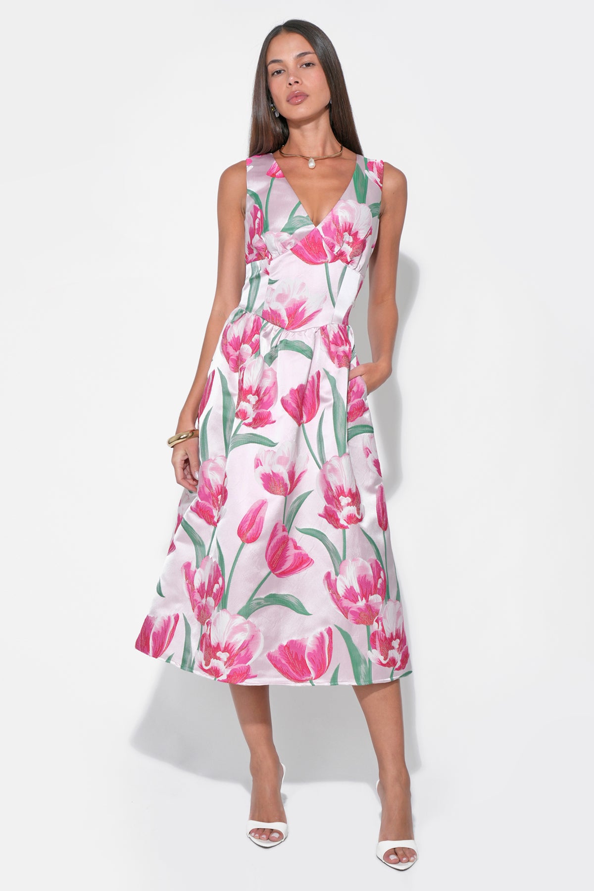 AMIRA JACQUARD MIDI DRESS