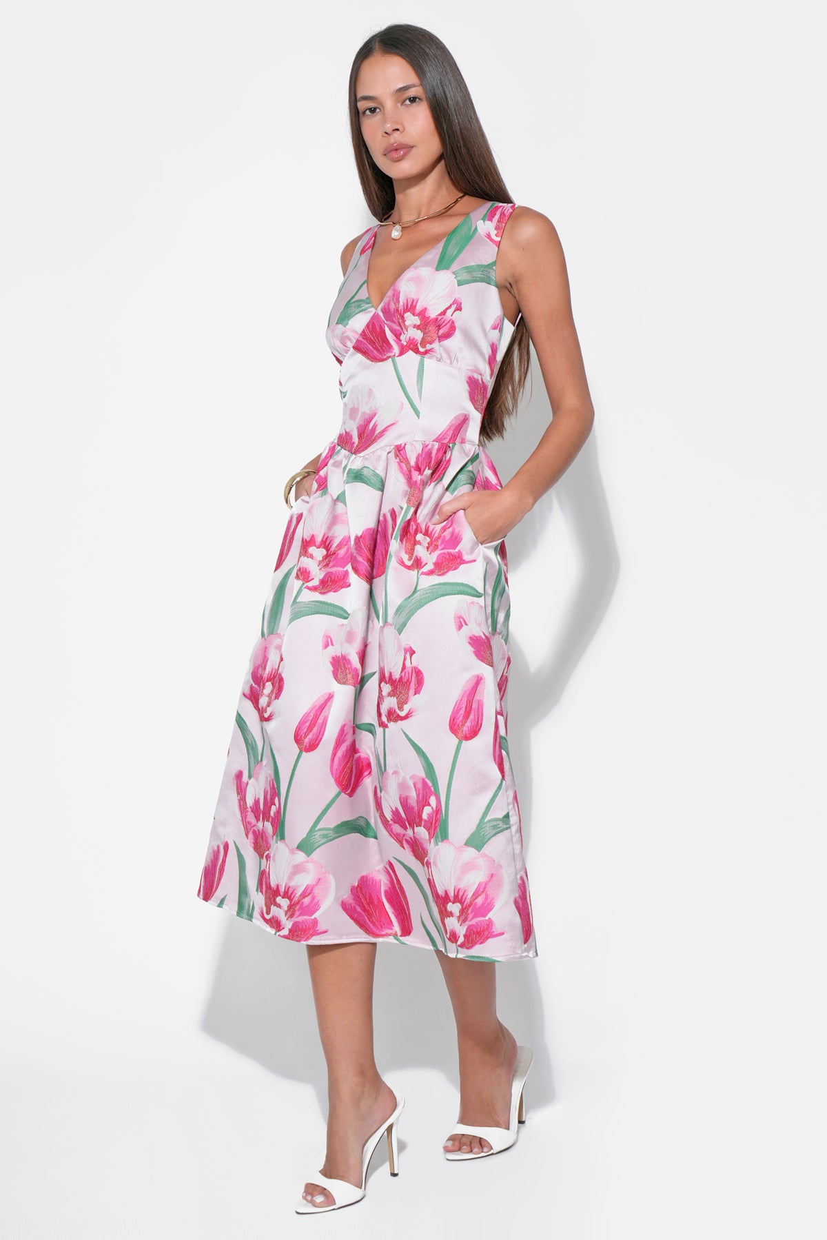 AMIRA JACQUARD MIDI DRESS