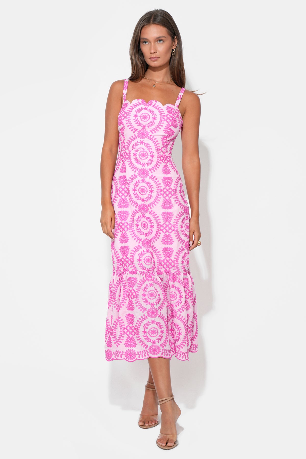 RAELYNN LACE UP EMBROIDERY DRESS