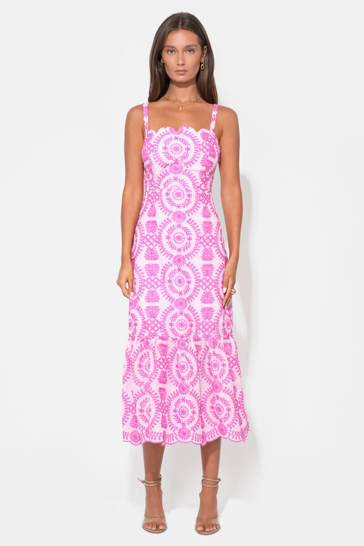 RAELYNN LACE UP EMBROIDERY DRESS