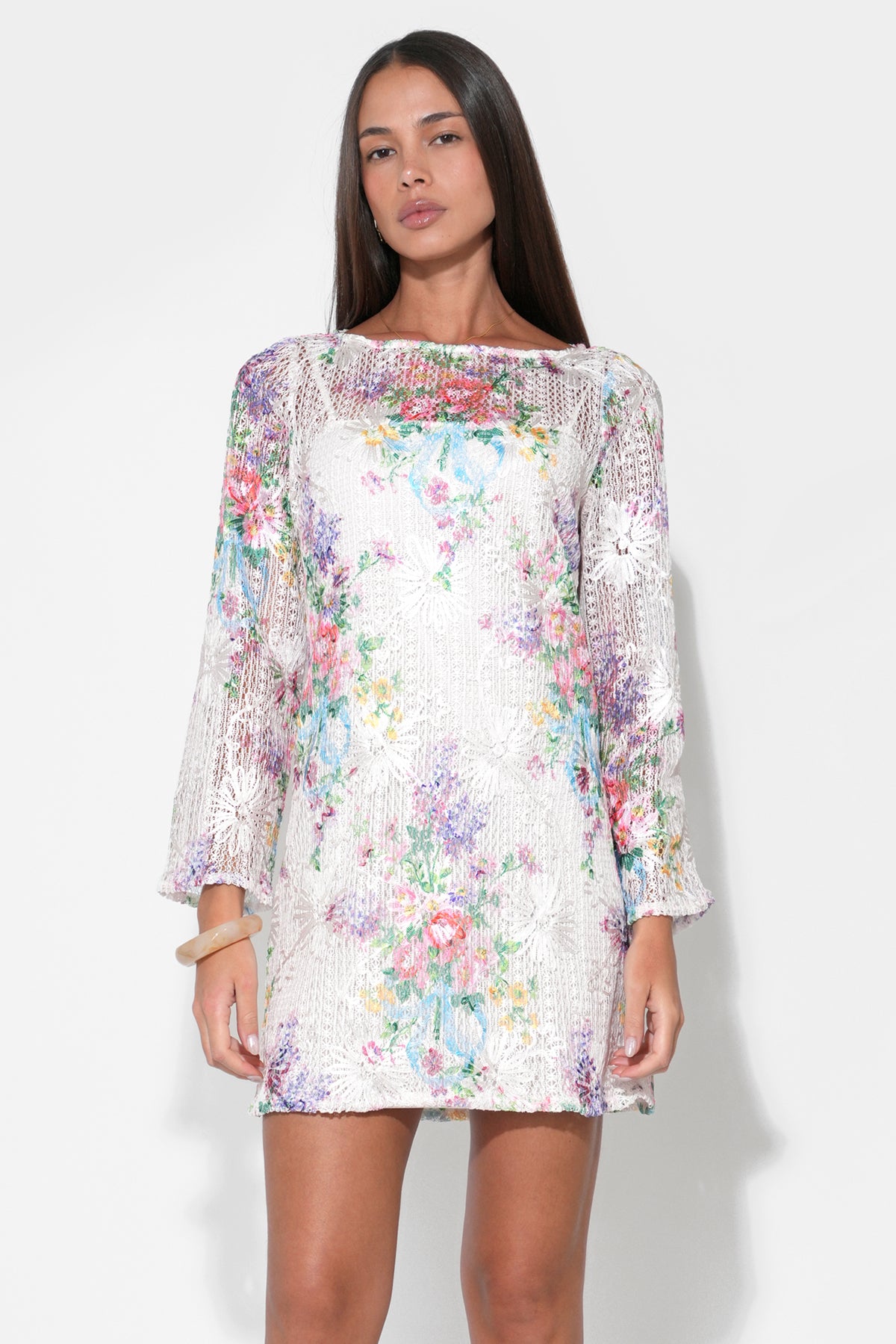 BELLA CROCHET DRESS - IVORY FLORAL