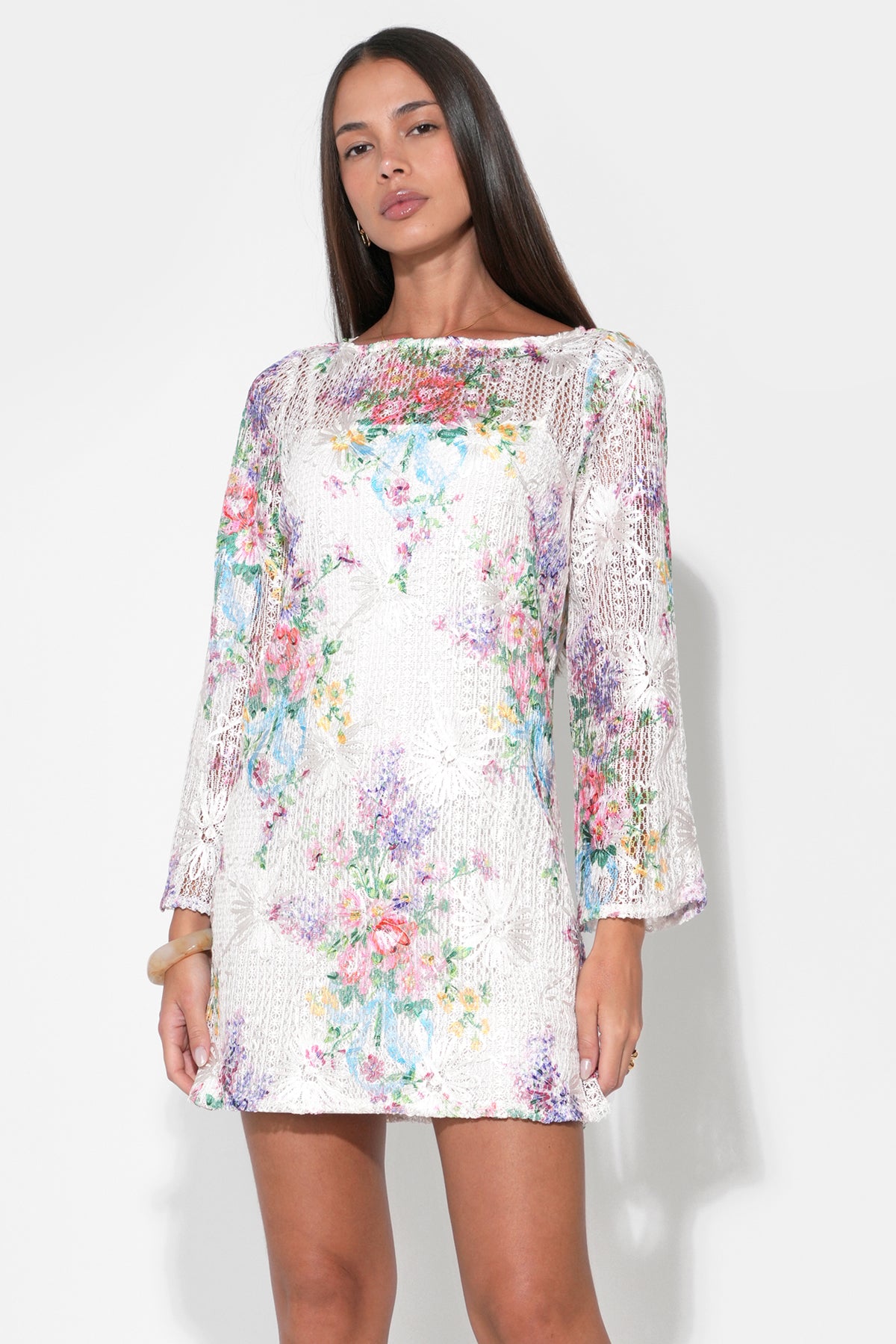 BELLA CROCHET DRESS - IVORY FLORAL