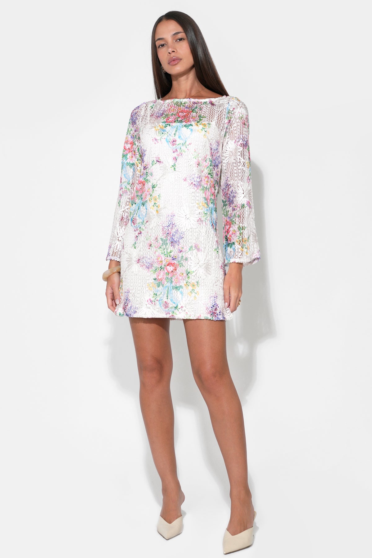 BELLA CROCHET DRESS - IVORY FLORAL