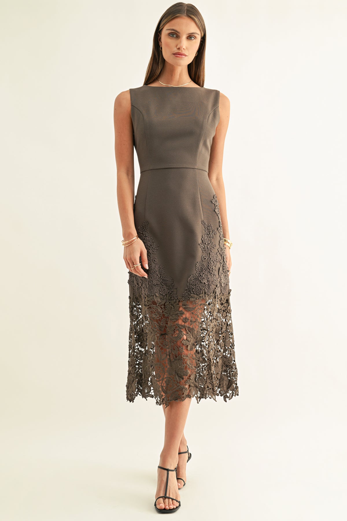 SARA LACE MIDI DRESS