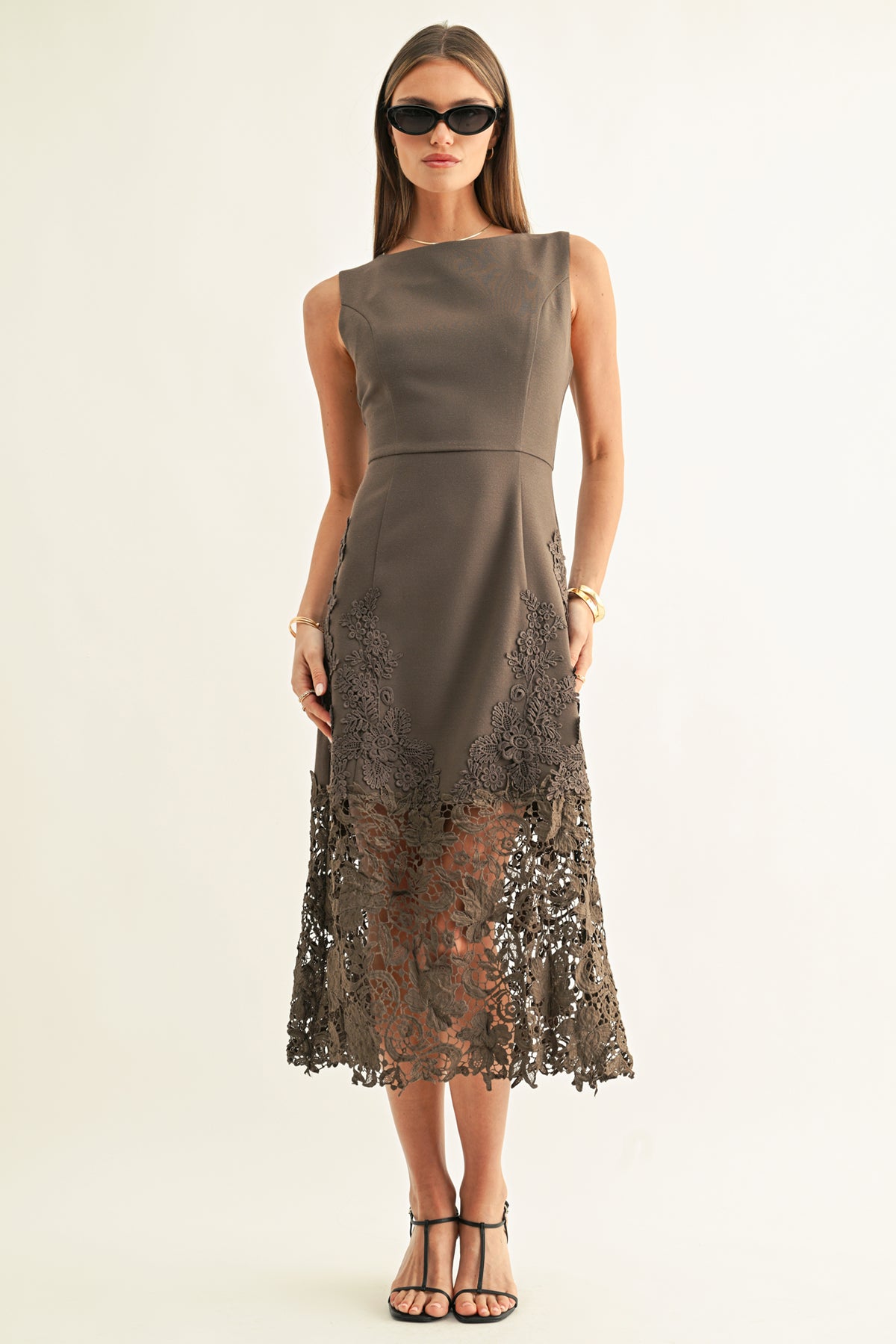 SARA LACE MIDI DRESS