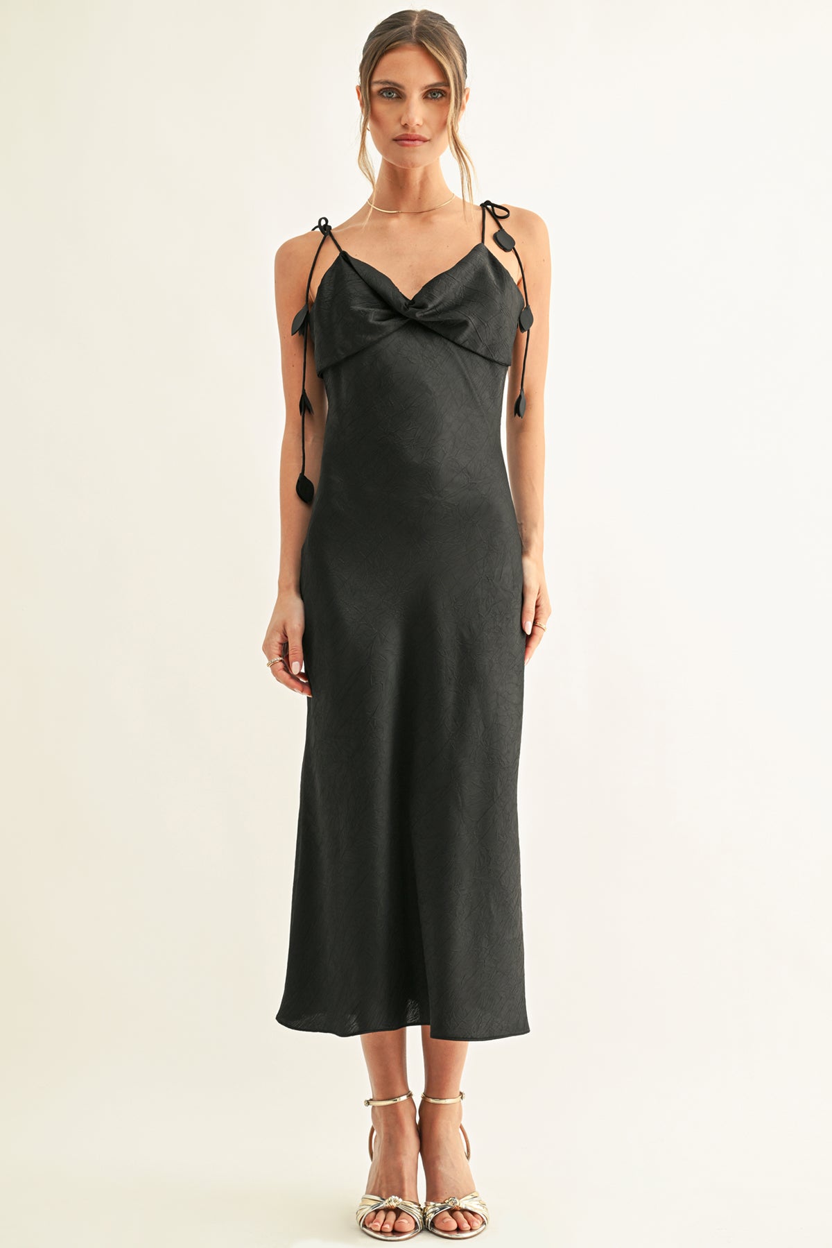 EMMY TWISTED CHEST MIDI SLIP DRESS