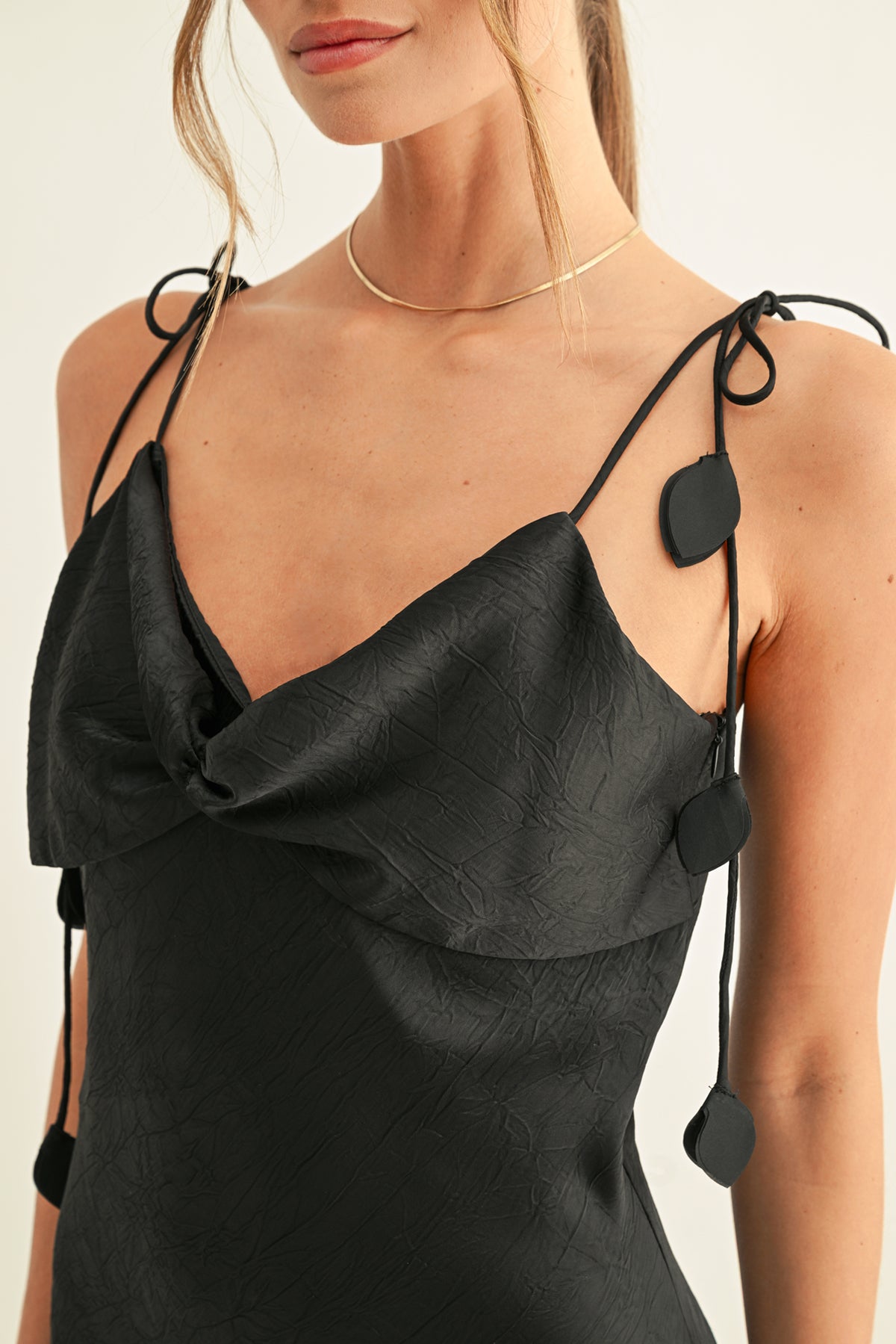 EMMY TWISTED CHEST MIDI SLIP DRESS