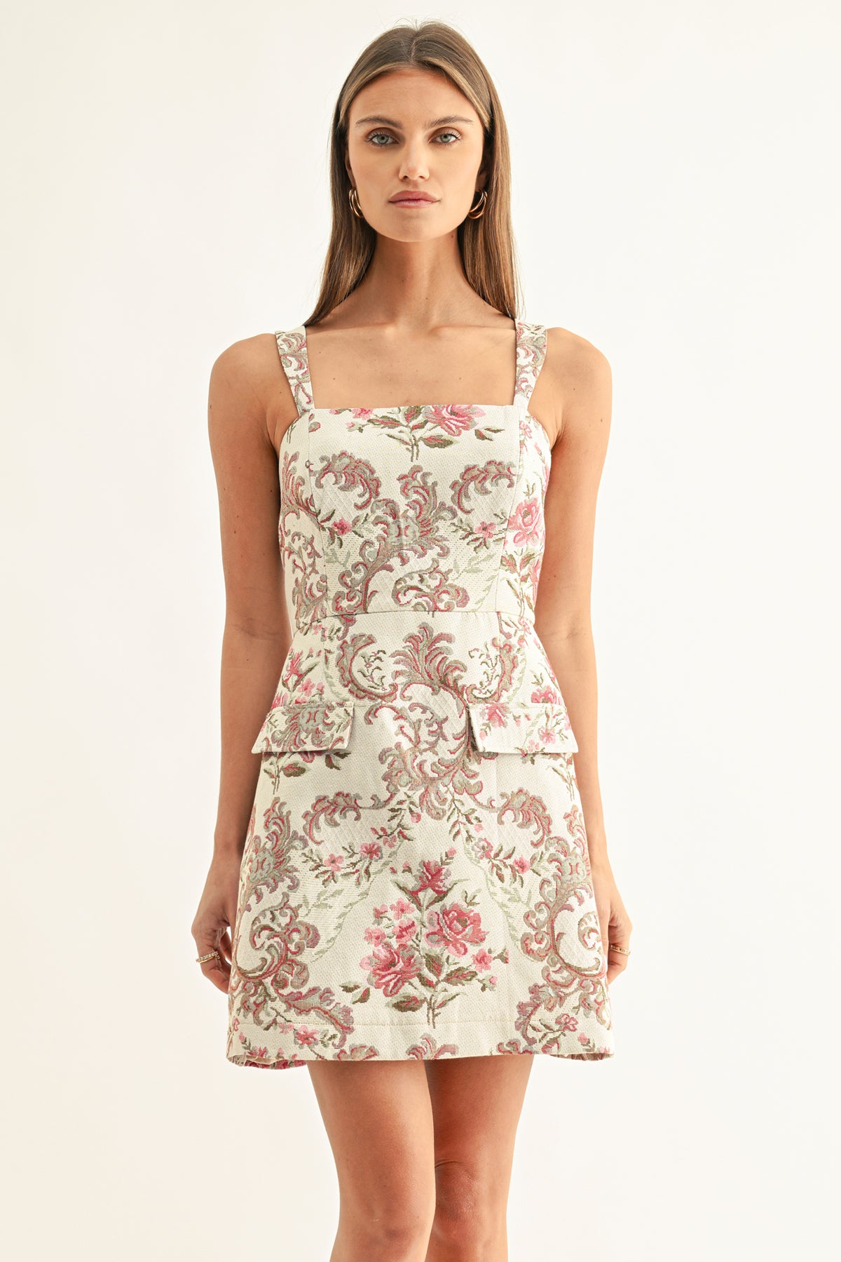 MIKAELA JACQUARD HOURGLASS MINI DRESS