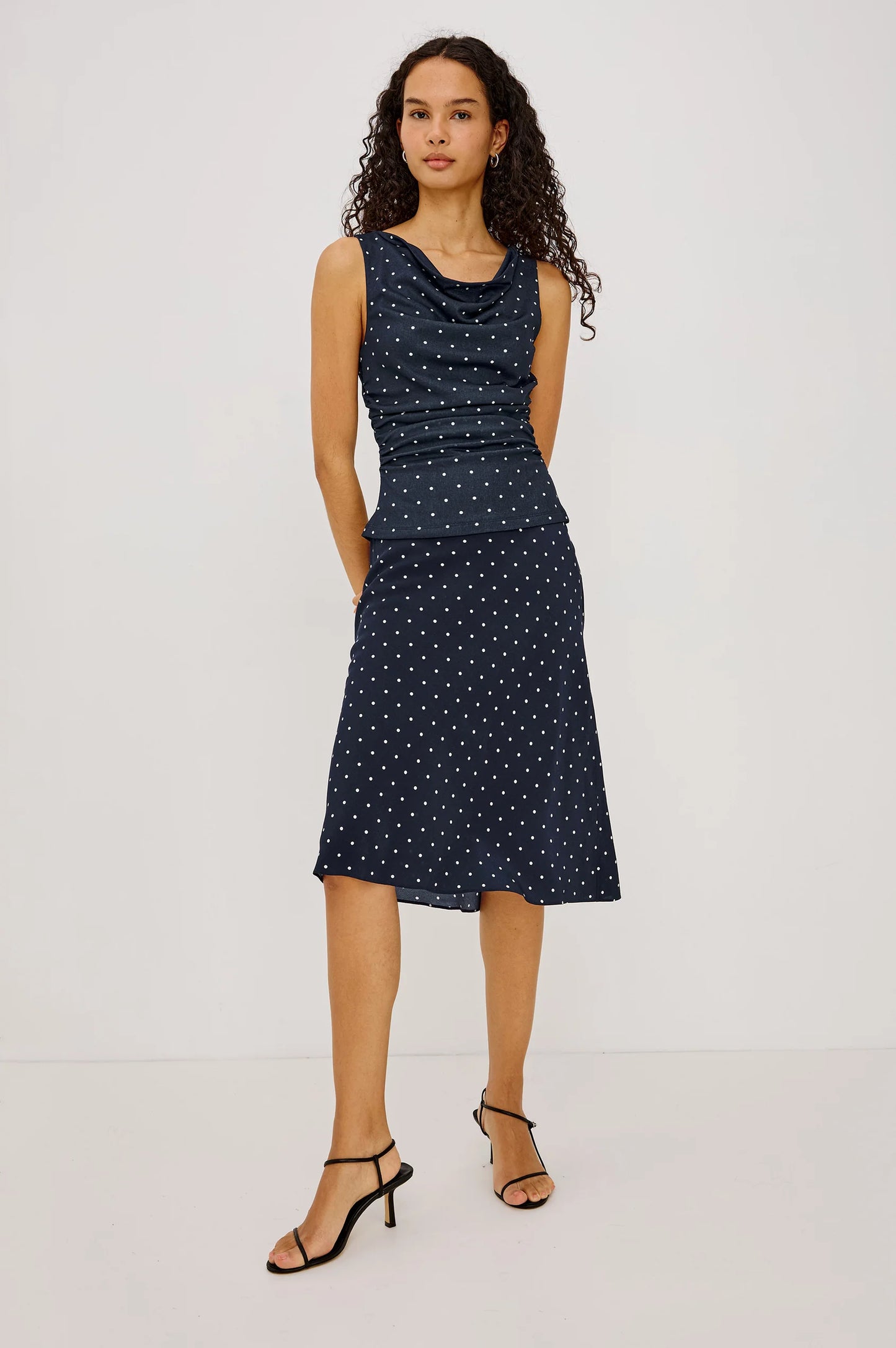 FETE TOP - NAVY POLKA DOTS
