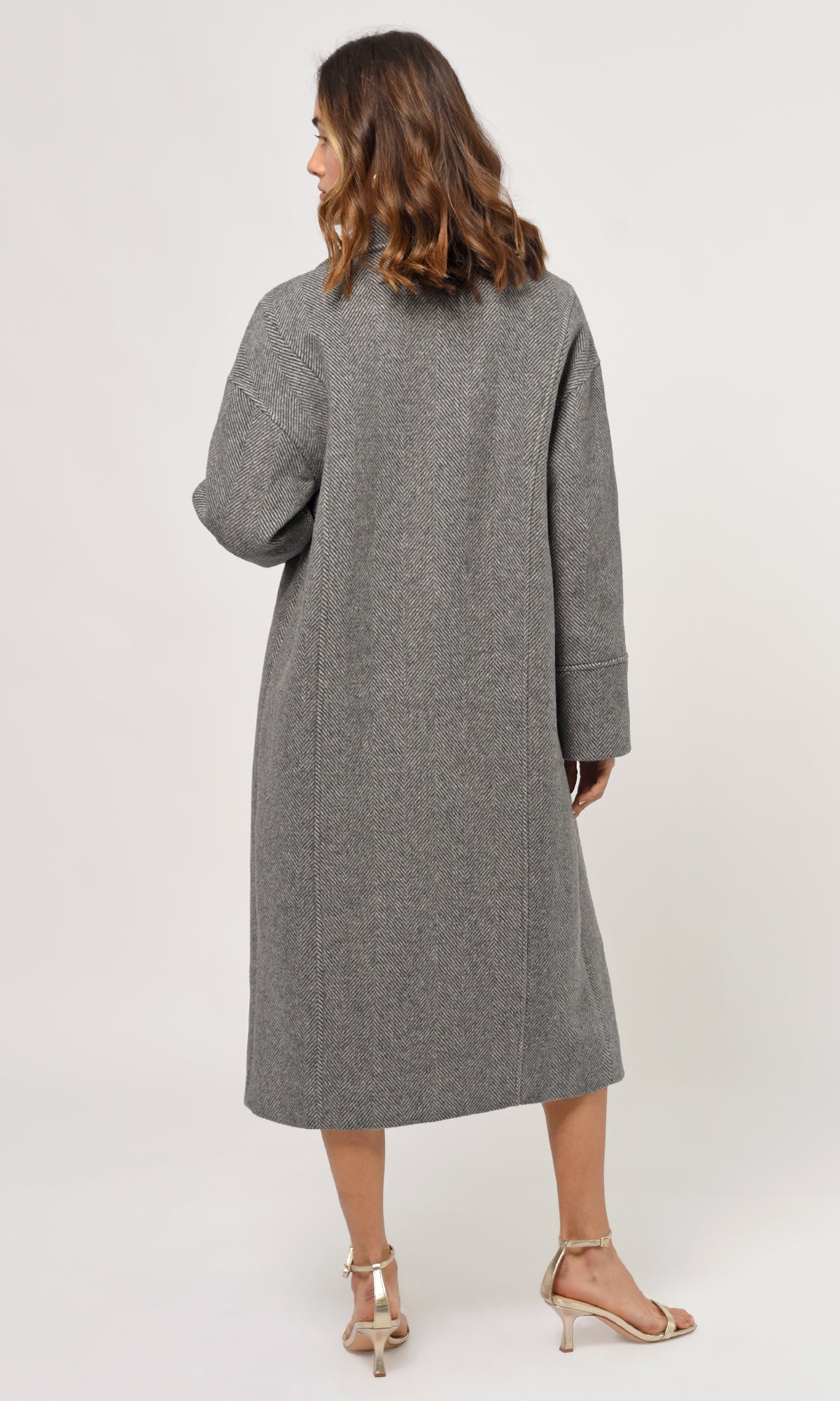 BRYCE CHEVRON OVERSIZED COAT - GREY