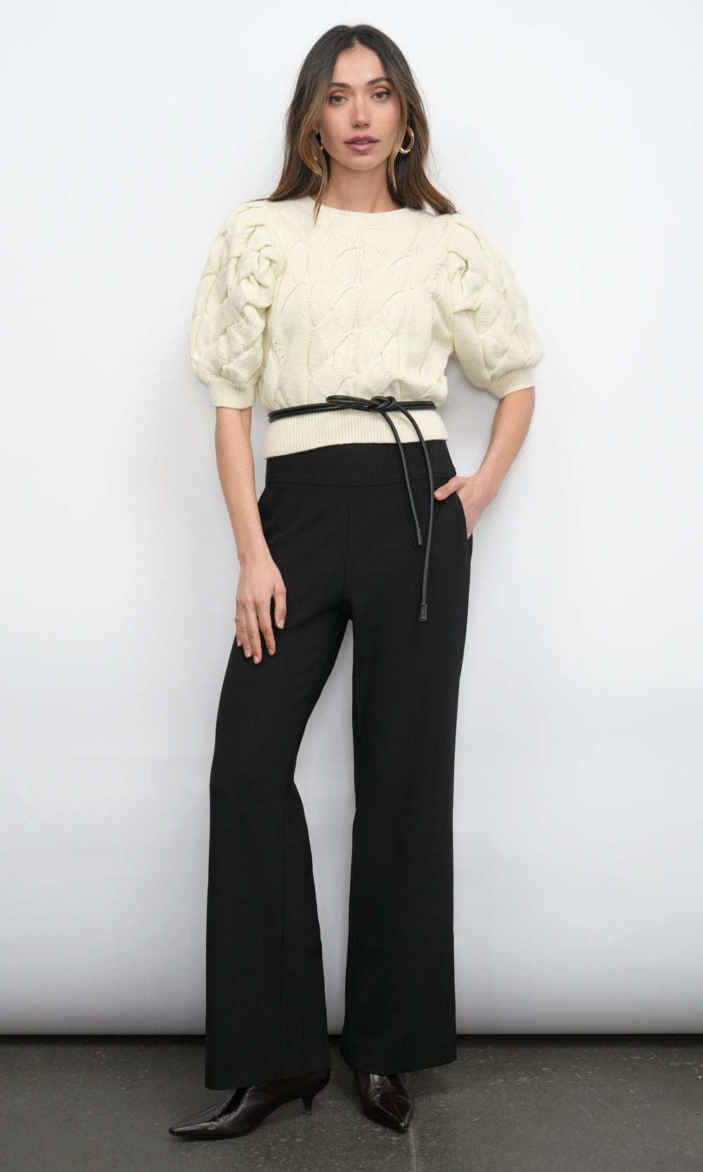 SILVIE WIDE LEG KNIT TROUSERS