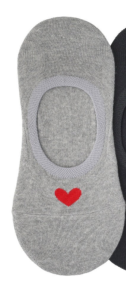 NO SHOW HEART SOCKS -  GREY