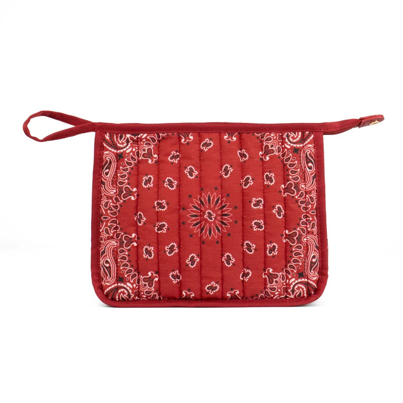 QUILTED BANDANA COSMETIC BAG (VARIOUS COLOURS)