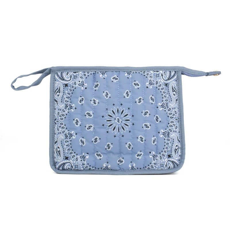 QUILTED BANDANA COSMETIC BAG (VARIOUS COLOURS)