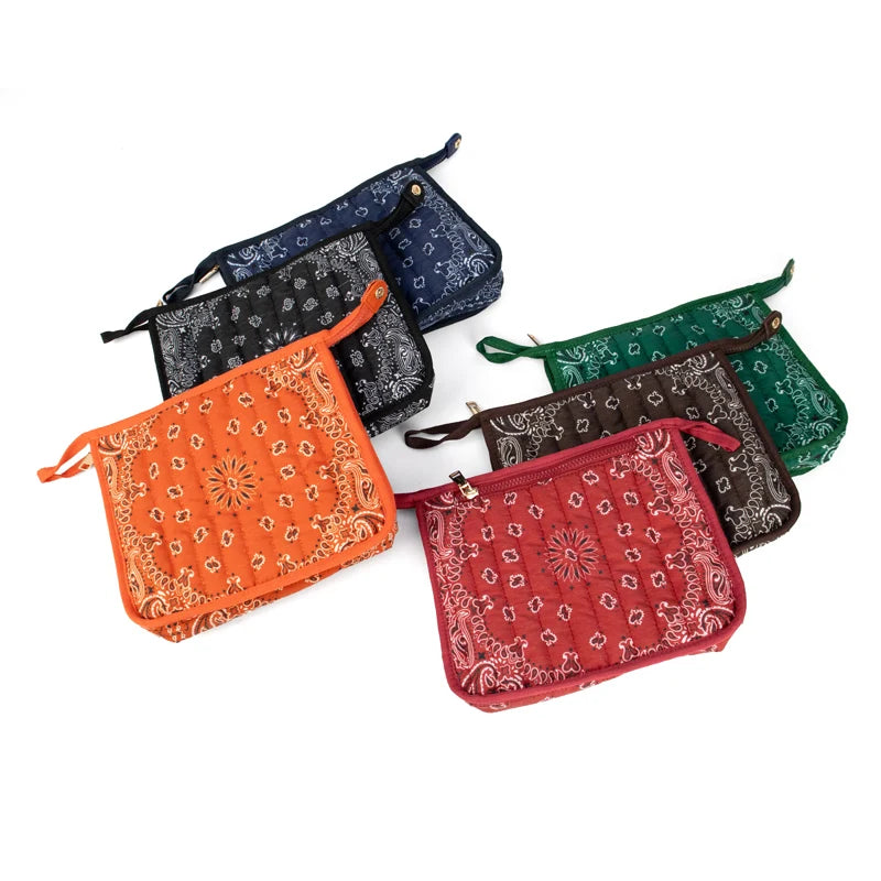 QUILTED BANDANA COSMETIC BAG (VARIOUS COLOURS)