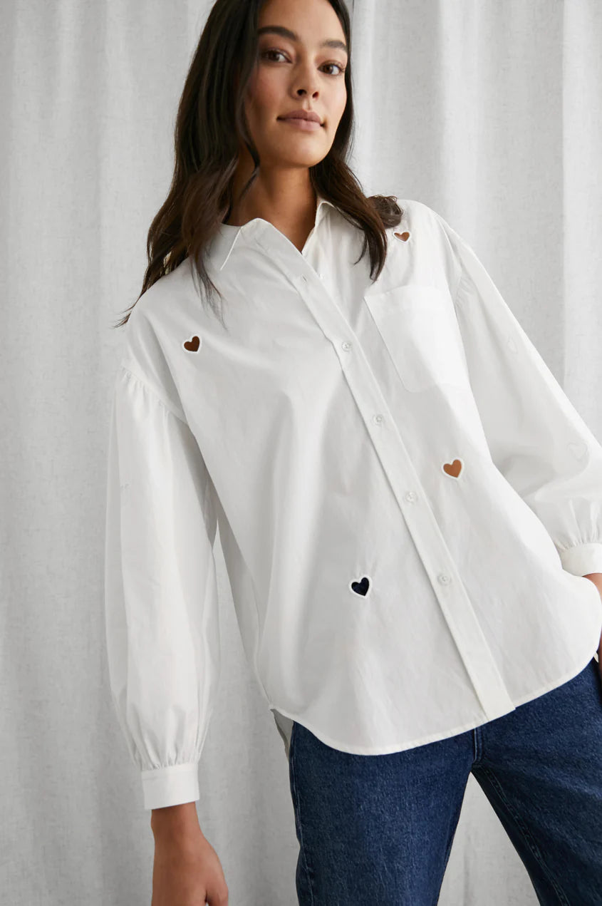 JANAE SHIRT - WHITE EYELET HEARTS