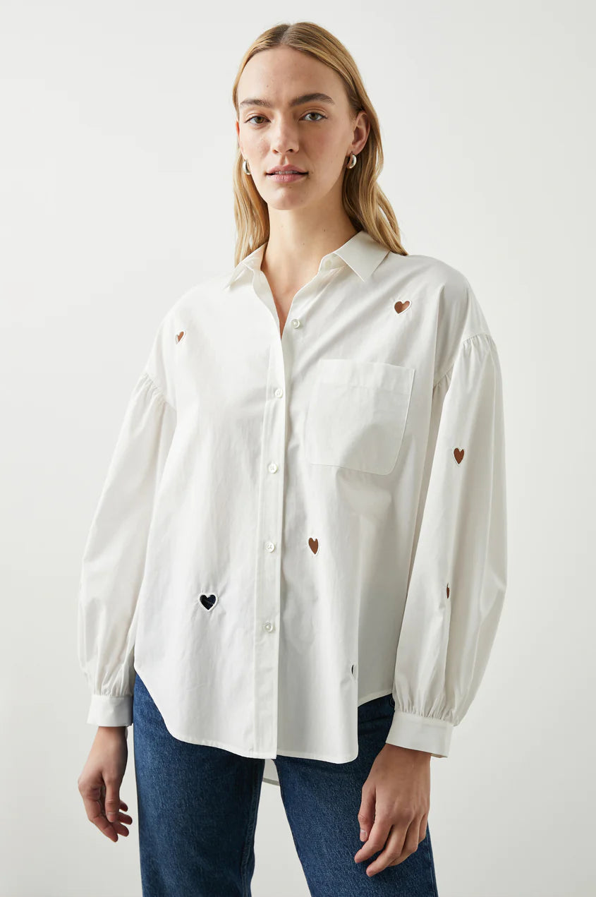 JANAE SHIRT - WHITE EYELET HEARTS