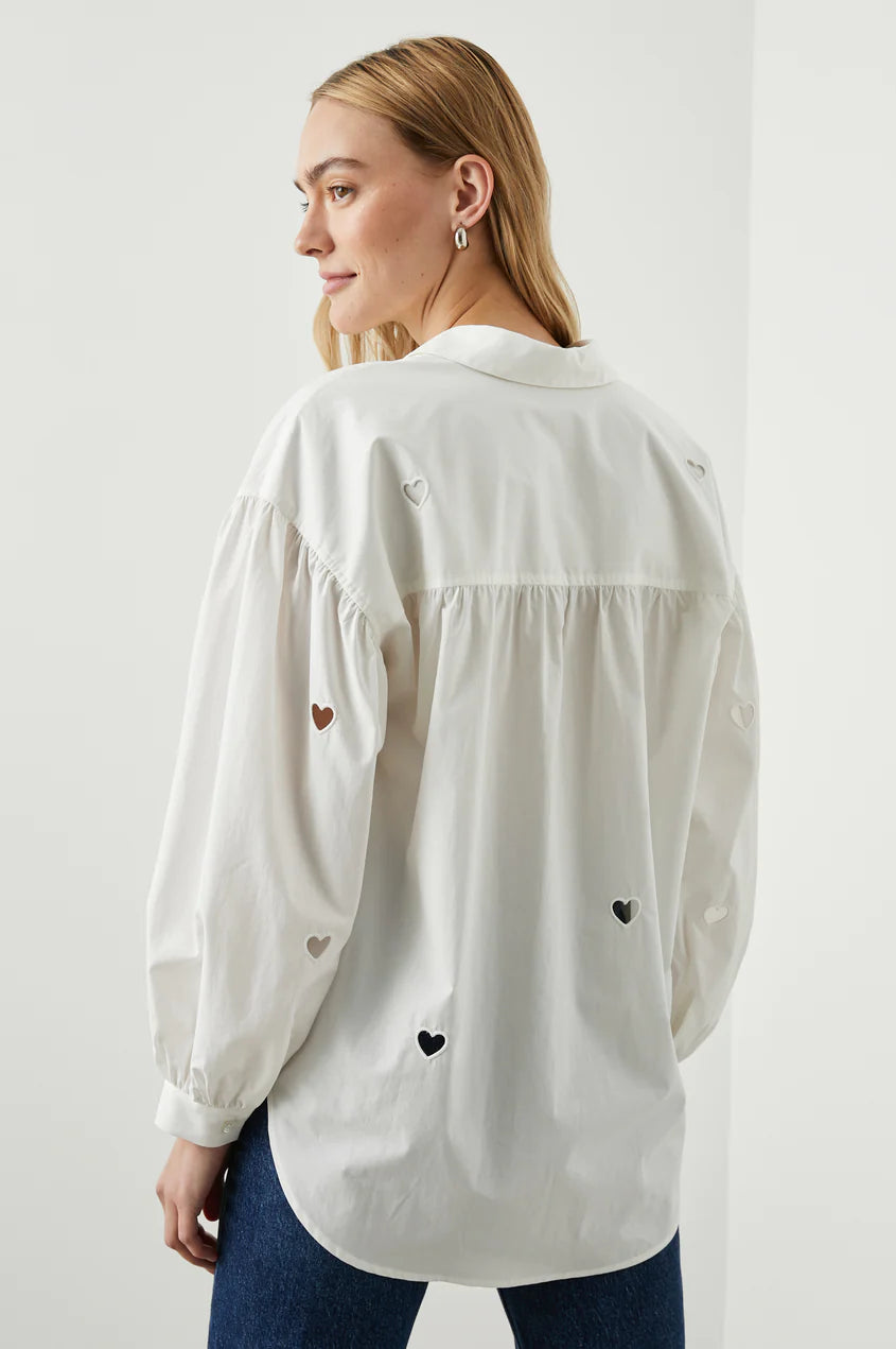 JANAE SHIRT - WHITE EYELET HEARTS