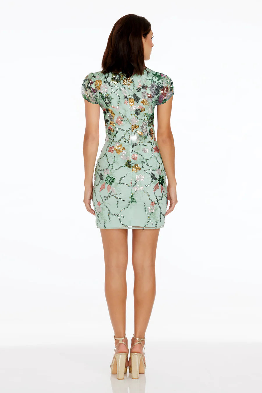 JILLIAN DRESS - SAGE SEQUIN FLORAL
