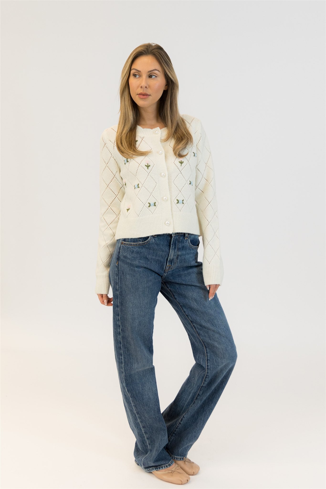 LACEY ROSE CARDIGAN - WHITE